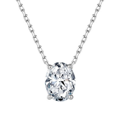 Classic Four-Prong Oval Diamond Necklace