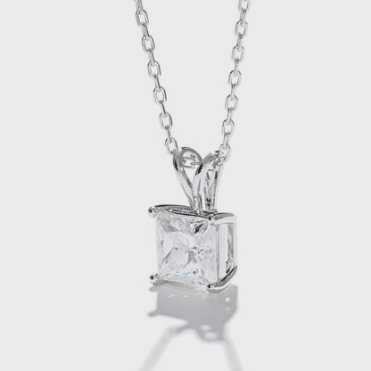 Princess Square Wish Bone Diamond Necklace