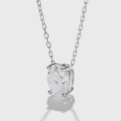 Classic Four-Prong Oval Diamond Necklace